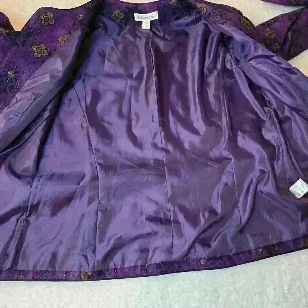 Coldwater Creek Open Front Jacket Blazer Womens Size 6 Purple Festival Design - Picture 9 of 12